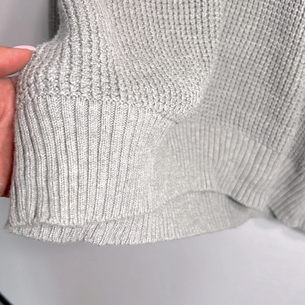 J. Crew Light Gray Cotton Waffle Knit Quarter Zip Pullover NWOT size XL